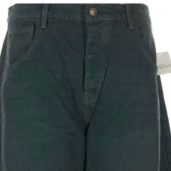 NWT Rare Size Free People We The Free Good Luck Barrel Jeans Luke Green 31S Boho - Picture 9 of 16